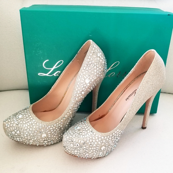 Lauren Lorraine Golden Nude Vanna 2 Platforms NWT - Picture 4 of 13